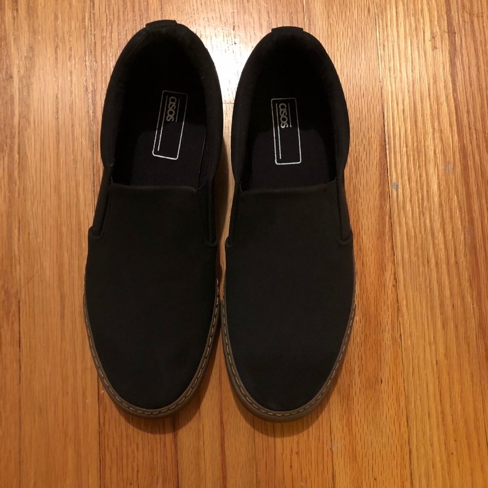 ASOS Slip On Sneakers In Black With Gum Sole